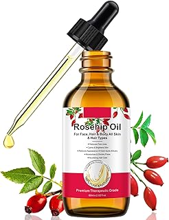 Rosehip Oil for Face & Skin, 2Fl Oz Rosehip Essential Oils, Rose Hip Seed Oil Moisturizer Face, Hair, Nails and Body