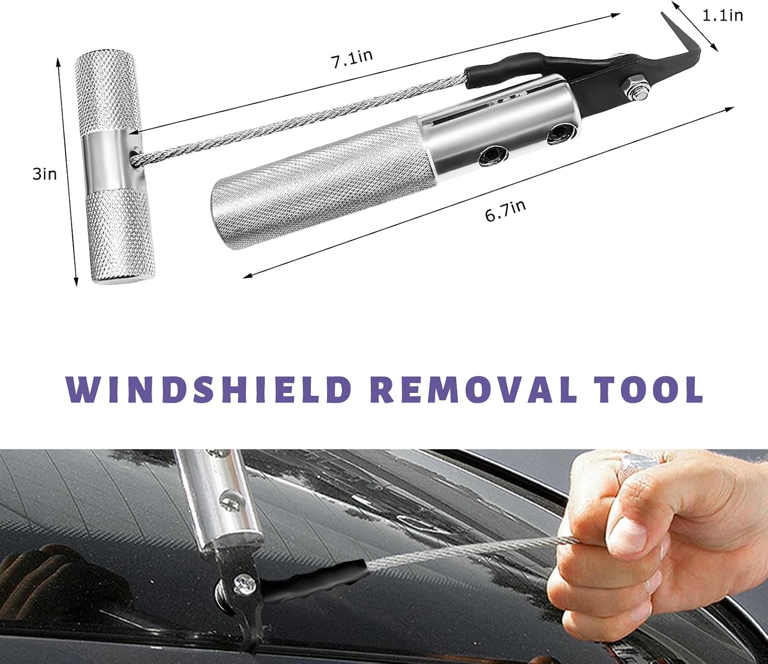 Windshield Removal Tool, Aluminum Alloy Car Window Repair Tool with Tempered Steel Blade, Professional Cold Knife Automotive Windscreen Glass Trim Remover for Most Cars