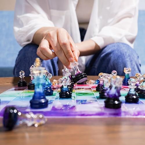 Miniatura 3 de LETS RESIN Moldes de ajedrez para fundición de resina juego de ajedrez de resina mejorado con 16 piezas de ajedrez 3D de tamaño completo y tablero