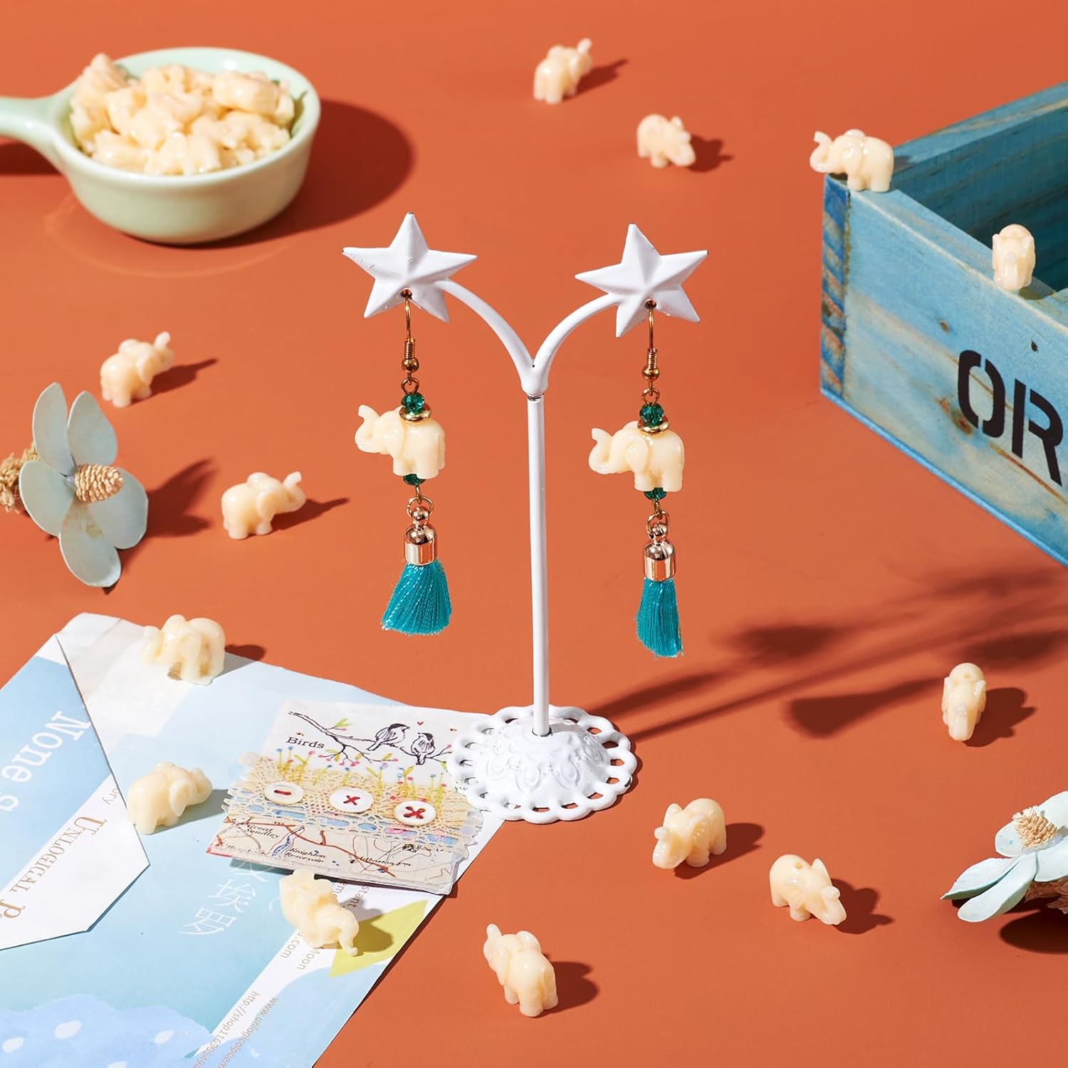 Craftdady 200Pcs Resin Elephant Spacer Beads Carved Animal Lucky Charm Beads 18x12mm for Jewelry Craft Making (Beige) - Image 3