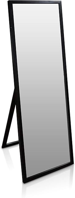 Classic by Casa Chic - Full Length Mirror - 130x45cm - Solid Wood - Free Standing or Wall Mounted - Black