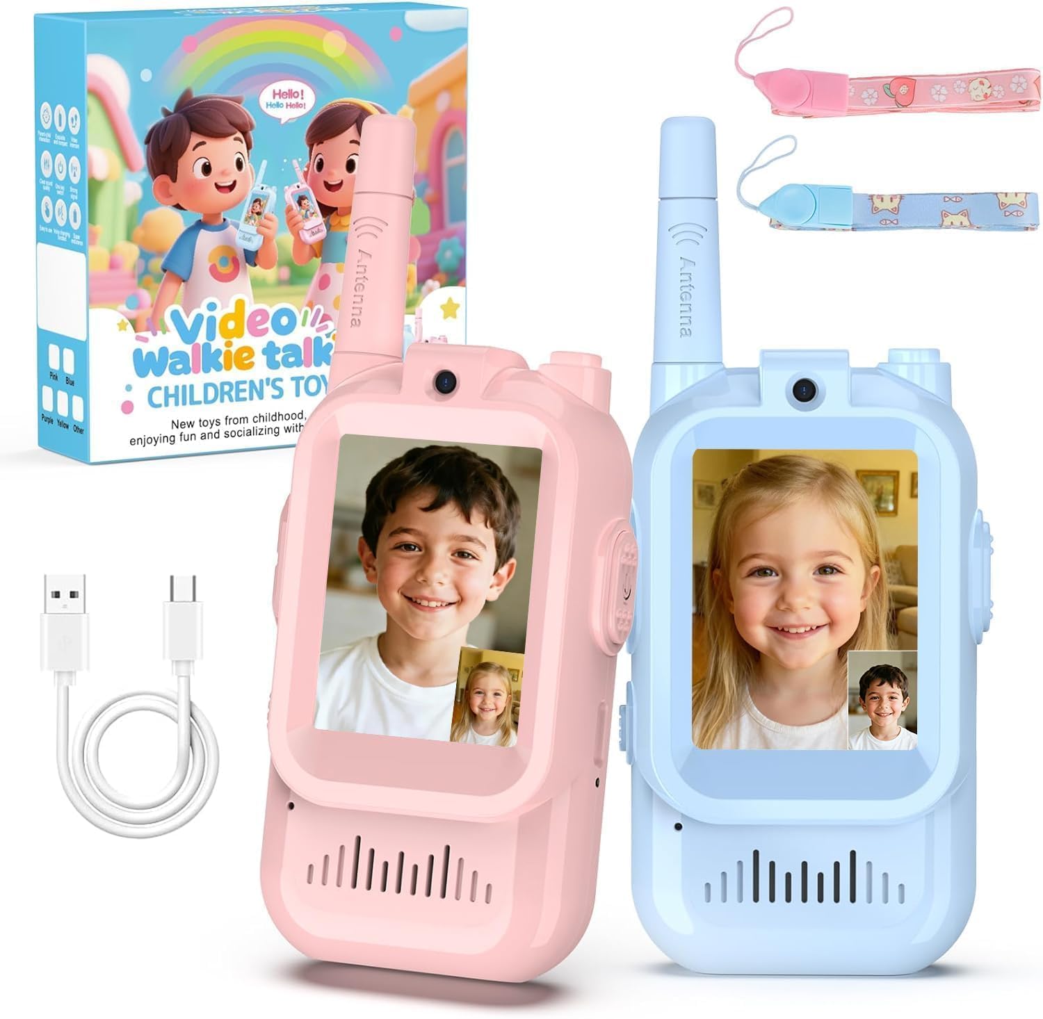 Walkie Talkie Kinder mit Video Spielzeug Geschenk Mädchen 3 4 5 6 7 8 Jahre | Walky Talky Kinder Aufladbar Spielzeug ab 3-12 Jahre Mädchen Geschenkideen Funkgerät Kinder Geschenke Spielzeug für Draußen