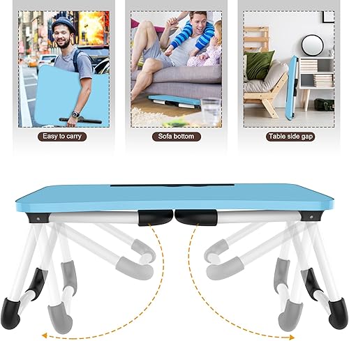 Miniatura 5 de Escritorio de cama para laptop, mesa plegable portátil con ranura para tableta, soporte para computadora portátil para cama, mesa de pie portátil
