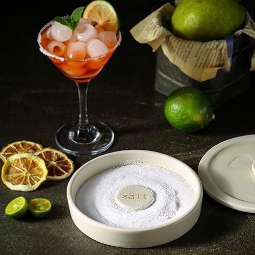 Miniatura 5 de Cosnou Rimmer de sal de Margarita de cerámica con tapa, juego de 2 accesorios de bar para condimentos  Rimmers para bebidas  Kit de herramientas de