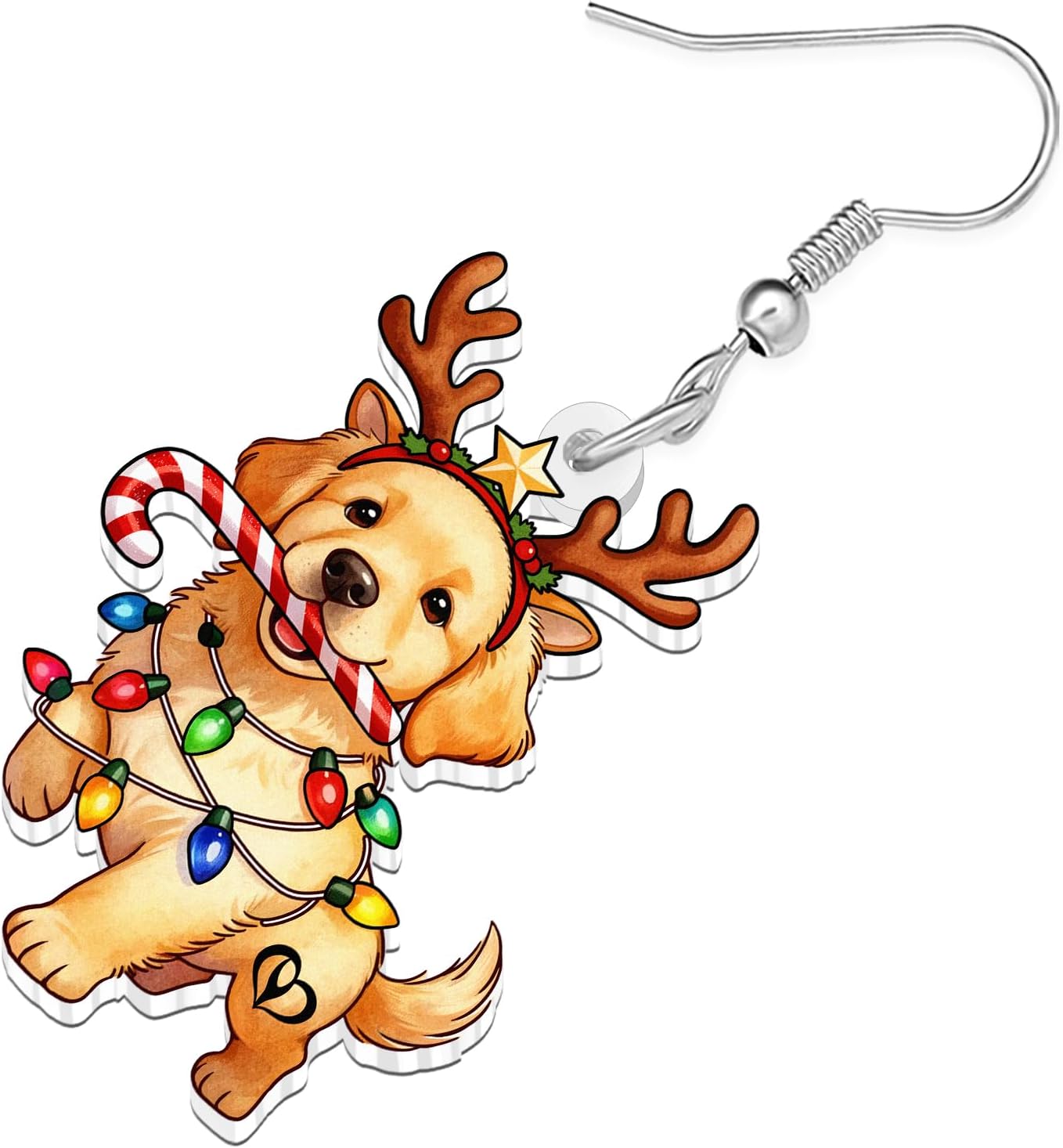 Acrylic Cute Christmas Dog Earrings Dog Lovers Gifts for Women,Funky Holiday Earrings Dangle with String Lights Christmas Jewelry Holiday Costume Accessories image 4