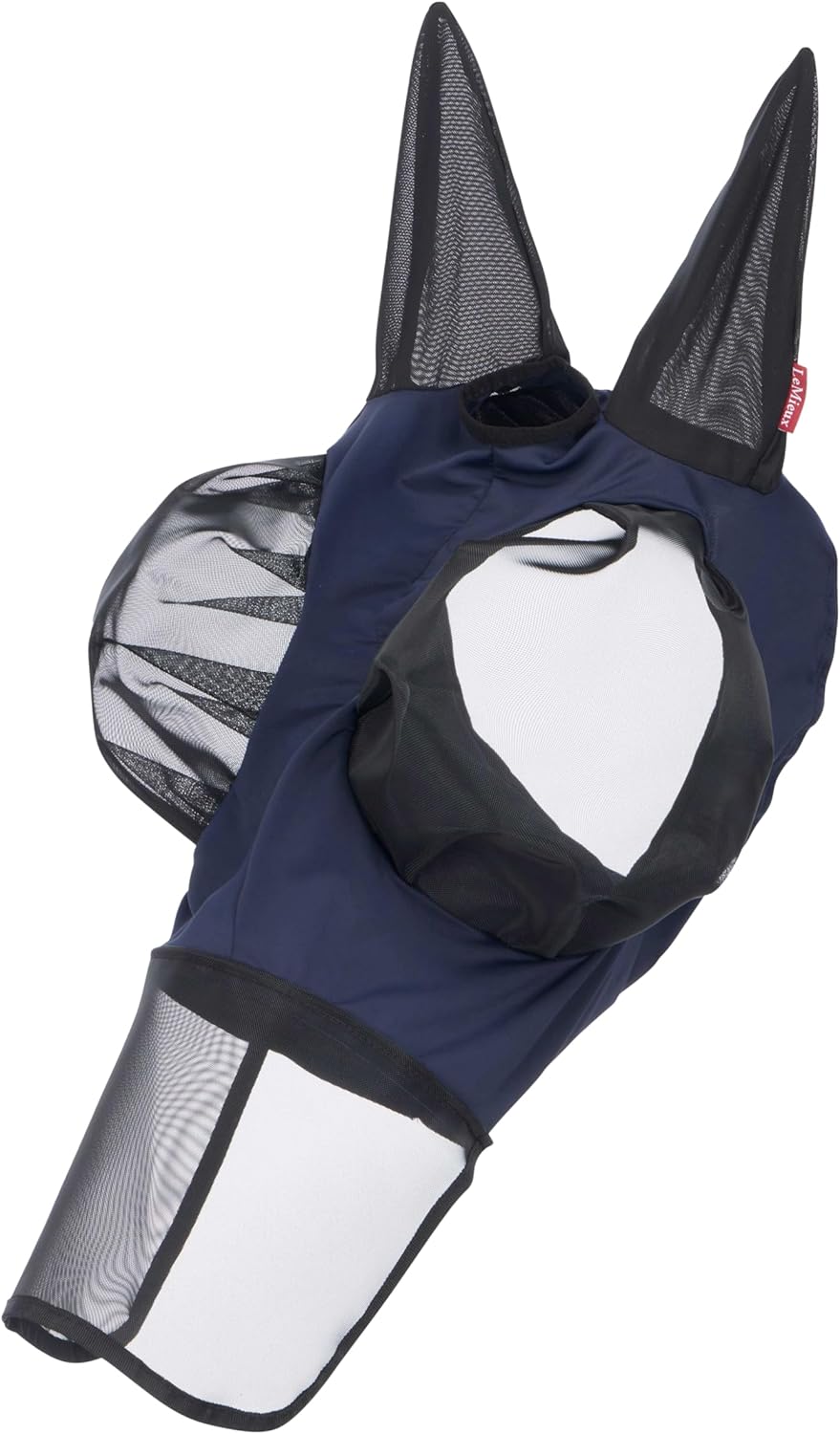 LeMieux Bug Relief Full Fly Mask - Anatomically Shaped - Bug-Eye Eye Darts - Breathable Mesh Ears - Walnut - Large