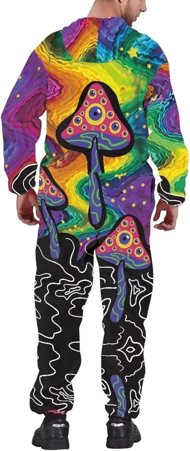 Coloranimal Unisex Women Men Onesie Jumpsuit Fashion Novelty One Piece Pajama Set with Pocket Nightwear Romper Size S-4XL
