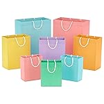 Hallmark Recyclable Gift Bag Assortment (8 Bags: 3 Small 6, 3 Medium 9, 2 Large 13) Pastel Blue, Pink, Yellow, Purple, Orange, Green for Birthdays, Easter, Baby Gifts, Bridal Showers