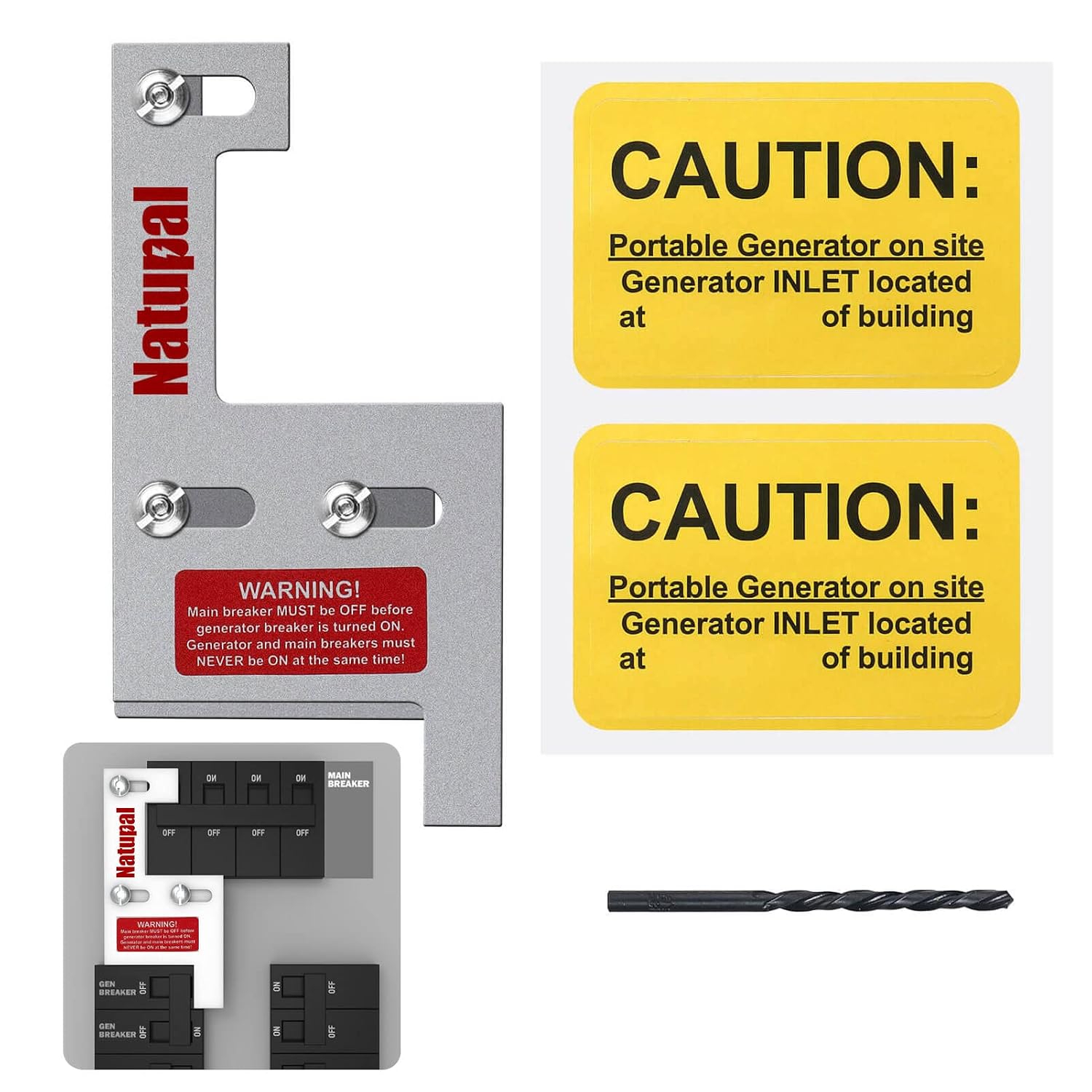 Generator Interlock Kit Compatible with GE 150 and 200 AMP Panels, 2 1/4 Inch Spacing Between Main and Generator Breaker. For Emergency in Snowstorm Thunderstorm Weather
