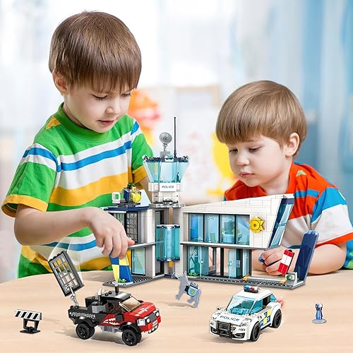 Miniatura 3 de Juego de construcción STEM de estación de policía de la ciudad, compatible con militares, kit de construcción para niños, 887 piezas, el mejor