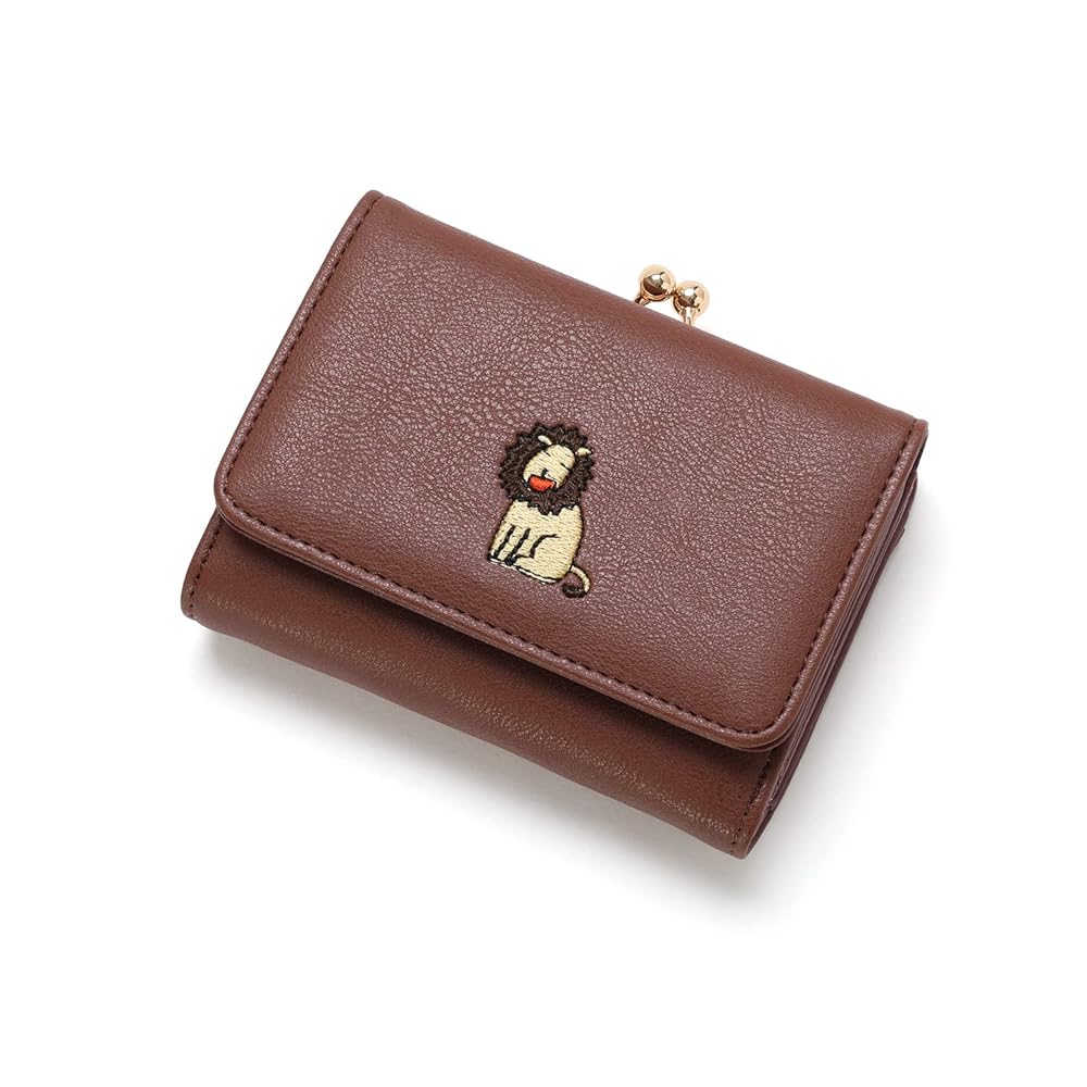 Amazon | NARU(ナル) アニマル刺繍 がま口 三つ折り 財布 ミニ