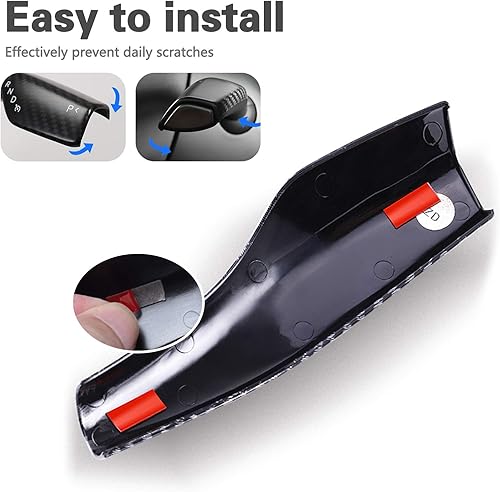 Miniatura 4 de Junejour Cubierta de palanca de dirección para Tesla Modelo 3 Modelo Y, cubierta de palanca de dirección de fibra de carbono, cubierta de palanca de