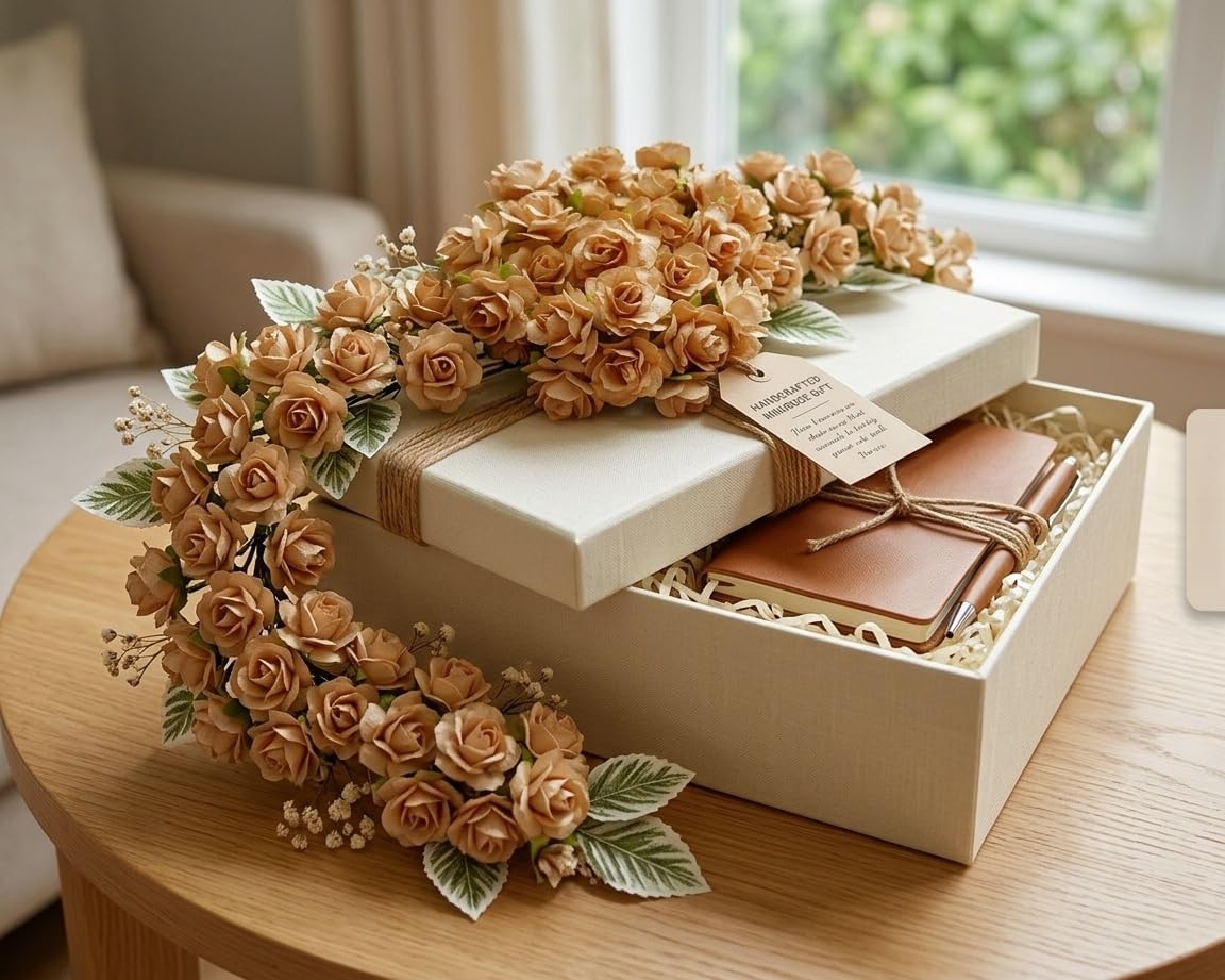Mini Mulberry Paper Roses, 3 cm, Dusty Pink, Set of 20 (Beige / Tan) image 5