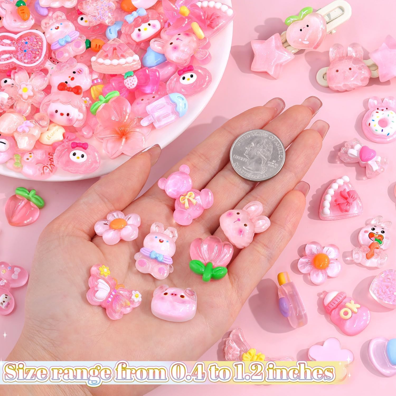 Slime Kawaii EBANKU Lot De 100 Breloques Kawaii En Résine à Dos Plat Pour Décoration Kawaii Deco