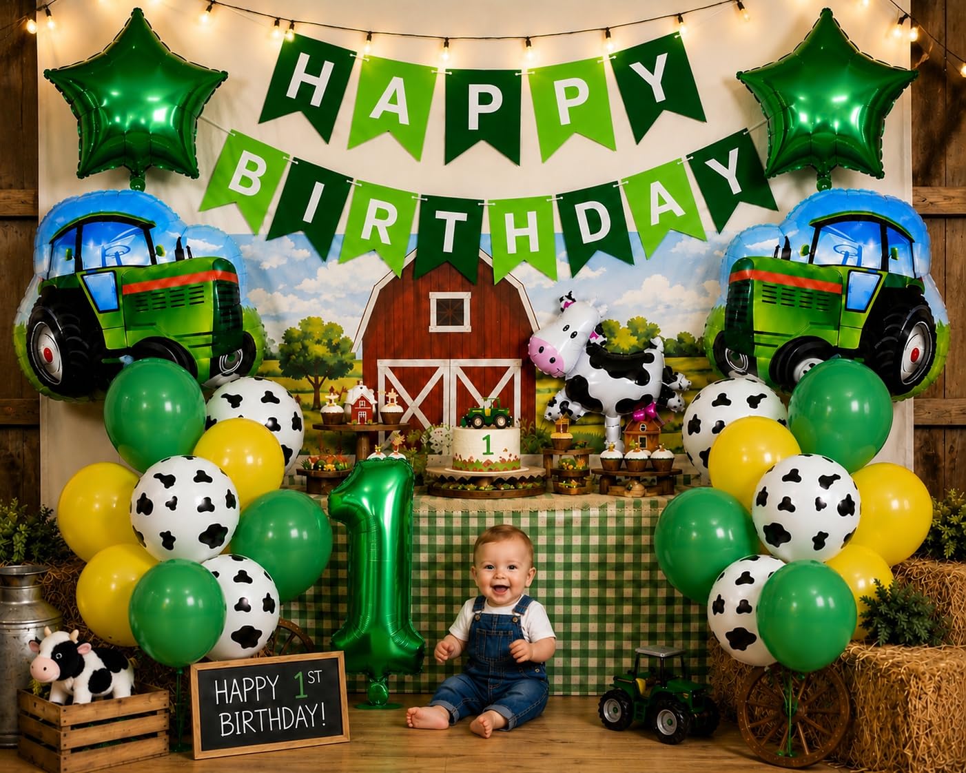 Kit di decorazioni per festa di compleanno con trattore agricolo, 28 pezzi