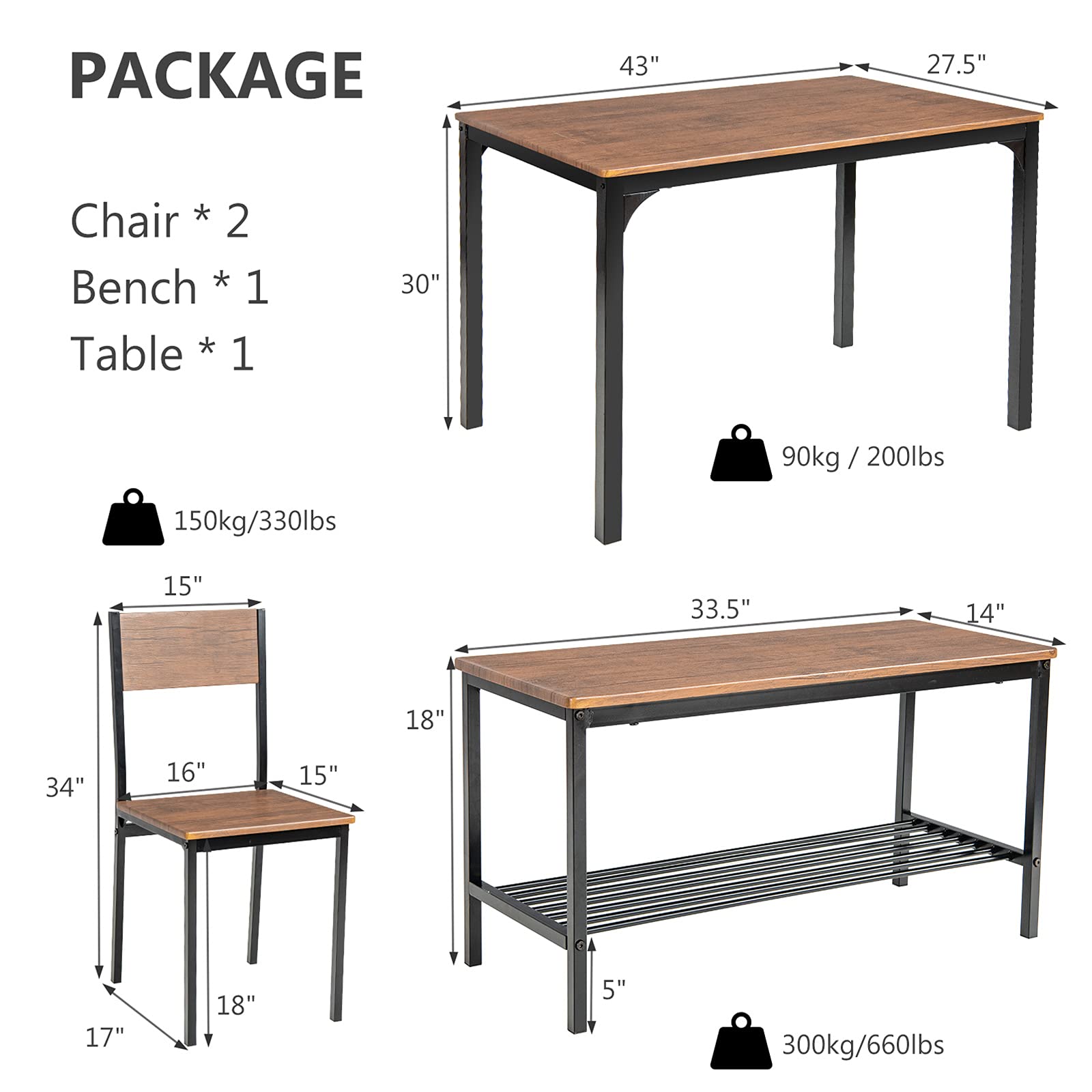 Amazon.com: Giantex Dining Table Set for 4, 43