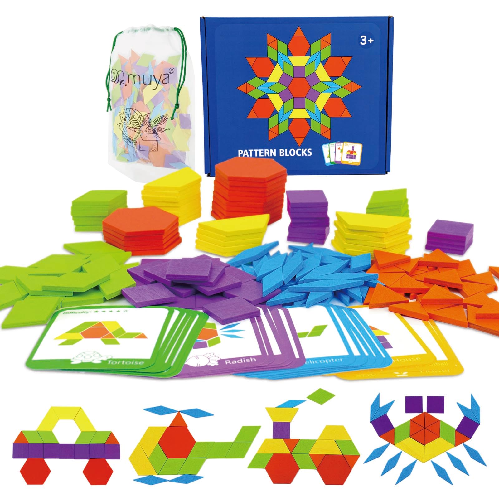 Dr. MUYA® Montessori Toy for 3 4 5 6 Years, Tangram for Kids, Educational Toys for 3 Year Olds, 2 Year Old Toys, Toys for 3 Year Old, Educational Games, Gift for Boys Aged 1-3 Years
