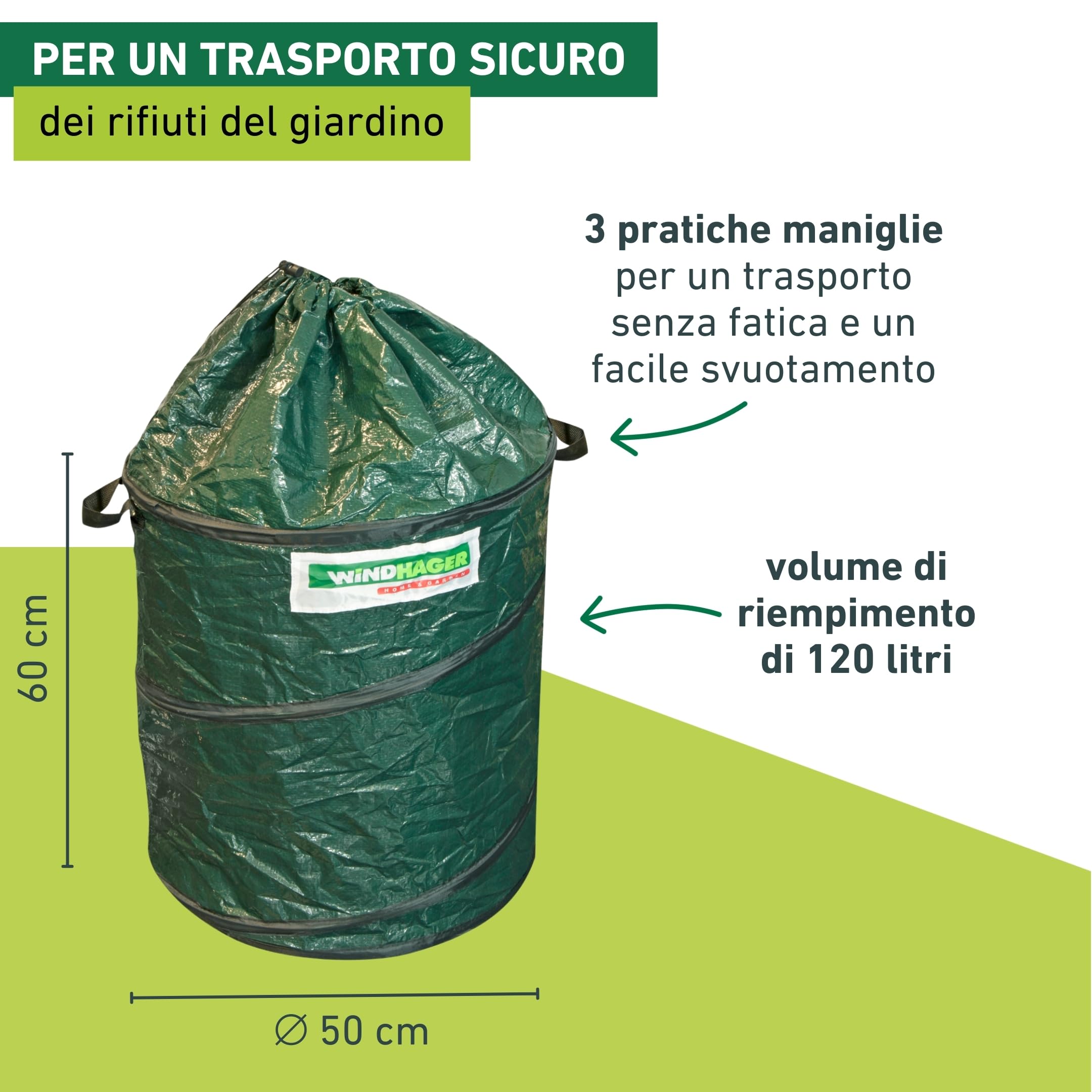 Sacco Rifiuti Giardino Impermeabile Sacco Giardinaggio 272L Autoportante - 3 Maniglie Per Foglie E Rifiuti Corteccia Per Giardino - 2
