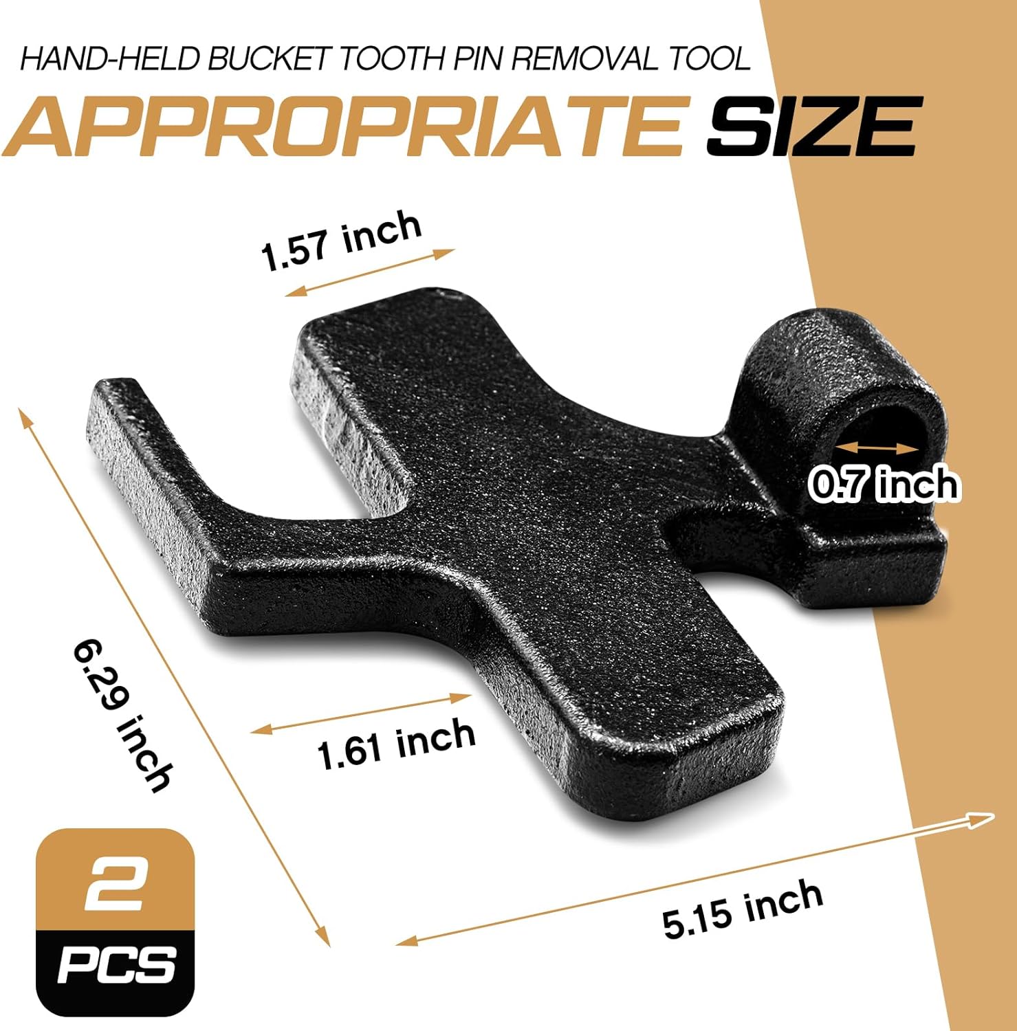 Hicarer 2 Pcs Excavator Bucket Teeth Pin Removal Tool, Heavy Duty Steel Pin Puller, Handheld Quick Removal Tool for Skid Steer, Backhoe & Heavy Equipment Maintenance (Black)