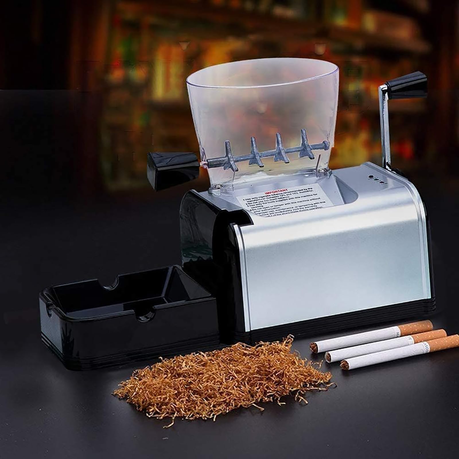 NGARY Riempitrice Automatica di Sigarette, Rullo per Iniettore di Tabacco Fai da Te con Luce LED per Indicare E Vassoio Rimovibile, per Tubo da 8 Mm di Diametro