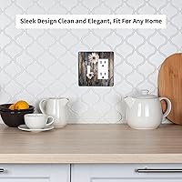 Vista 7 de Cubierta de interruptor de luz basculante de palanca de 2 bandas con textura de tablón rústico, diseño floral de mariposa y margarita