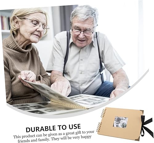 Vista 9 de IWOWHERO Photo Album Black Page Scrapbook Wedding Album Bowtie Ribbon Scrapbook Vintage Scrapbook Leather Ribbon Photo Scrapbooks Rustic Ribbon