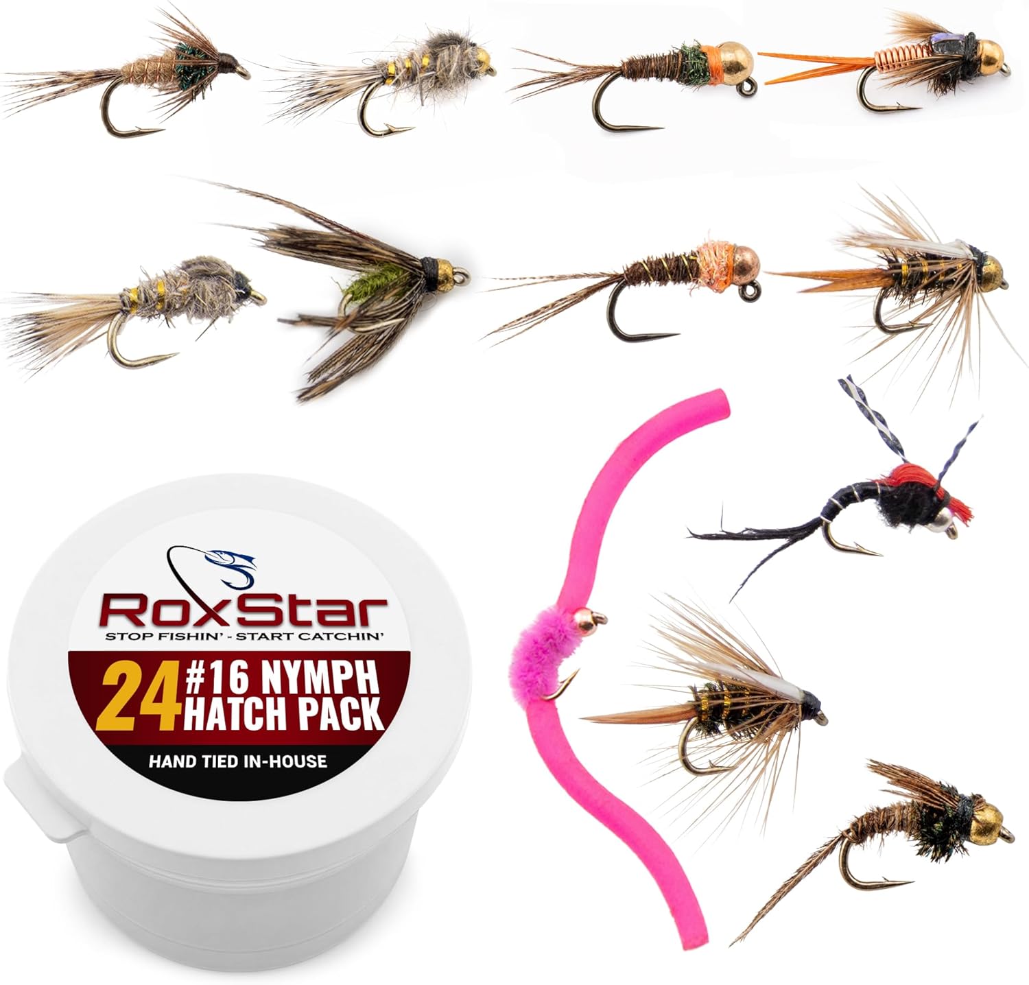 RoxStar Fishing Fly Shop, Premium Stimulator Dry Fly Assortment, Emerger Hatch Pack, Nymph Fly Hatch Pack for Trout and Bass