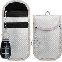 Faraday Pouch for Car Keys, [2 Pack] Diyife Car Key RFID Signal Blocking Pouch with Hook Securing Keyring, Waterproof Faraday Key fob Protector, Anti-Theft Remote Entry Keyless Protect [Silver]