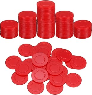 QUARKZMAN 100Stk 1.5 Zoll Plastik Pokerchips Mini Bingo Chips Lernzählsteine Zählmarken Undurchsichtige Spielmarken Für Spiele Mathezählen Rot