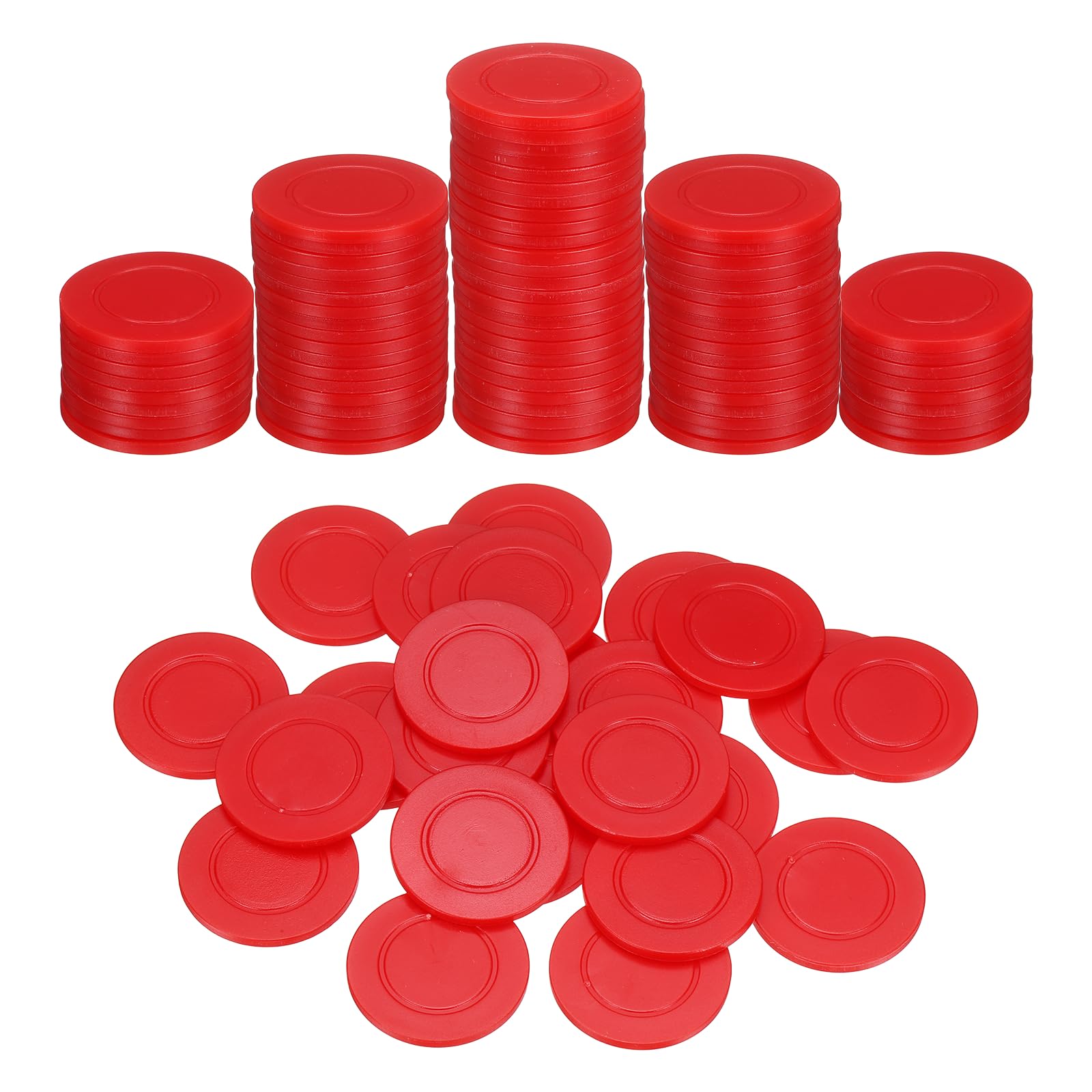 sourcing map 100Pcs 1.5 Inch Plastic Poker Chips, Mini Bingo Chips Learning Counters Counting Counters Disks Markers Opaque Game Tokens for Game Play Math Counting, Red