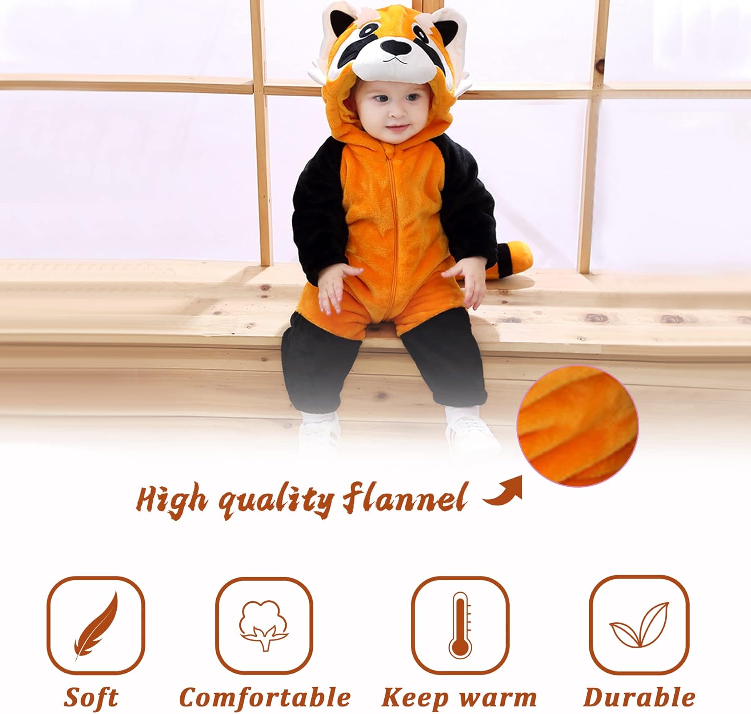 TONWHAR Infants Toddlers Halloween Cosplay Outfit Kids' Raccoon Costume Playwear - Image 3