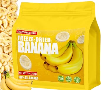 Freeze Dried Bananas 12oz 340g Crispy Banana Chips, Lightly Sweet, 100% Real Fruit Snack Resealable Bag for Smoothies, Yogurt, Baking & On-the-Go Snacks