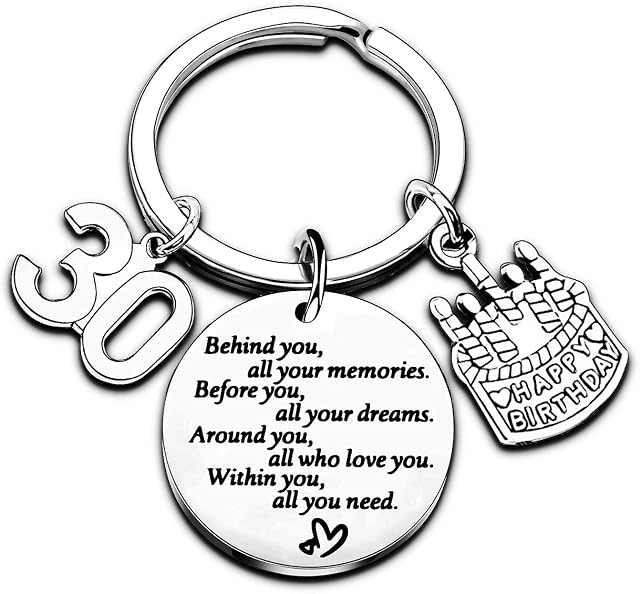 Birthday Keyring Birthday Gifts Key Ring Gifts for Women Girls Gifts Inspirational Keychain Gifts for Mum Daughter Sister Christmas Gifts (30th)