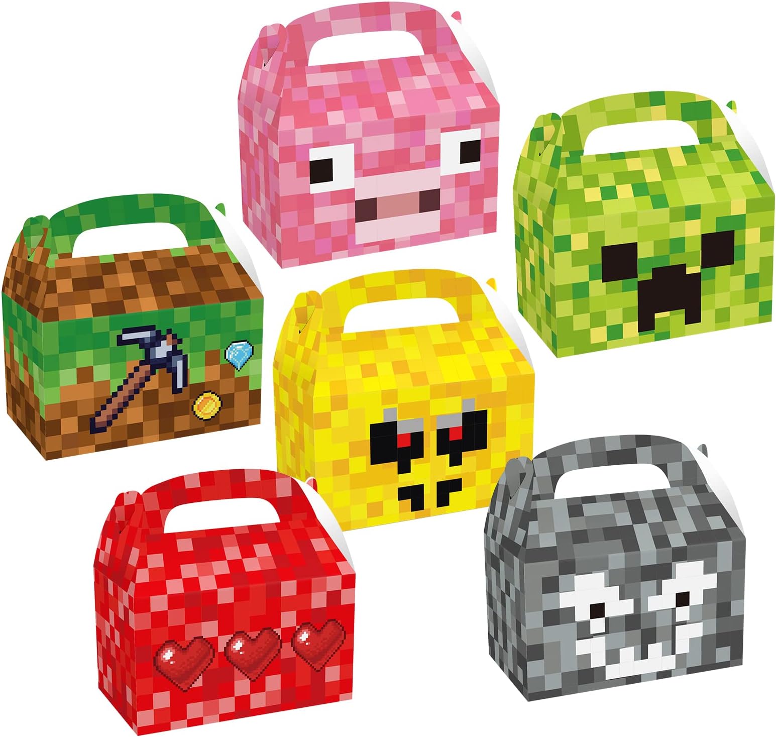 Cieovo 24 Pack Pixel Party Favor Treat Boxes, Pixel Mining Party Goodie Candy Treat Present Boxes Recycled Pixel Party Favor Boxes for Pixelated Video Game Birthday Party Supplies Decoration