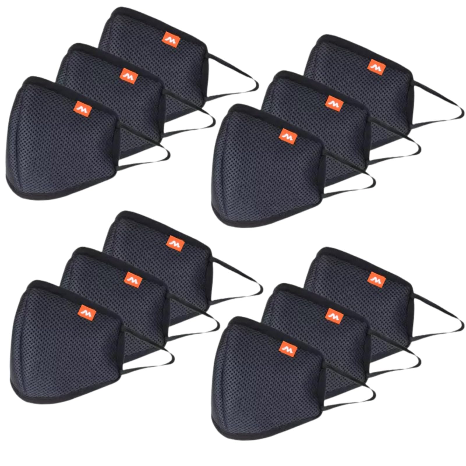 Anti Pollution Air Filter Mask Adjustable Face Mask, Very Soft Comfortable Earloops, Washable cloth Mask Black (Pack of 12)-image-20