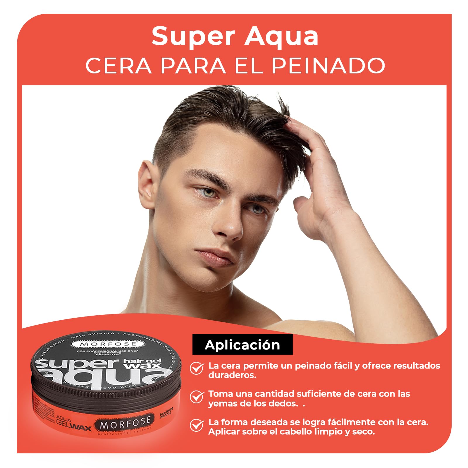 MORFOSE Aqua Hair Wax - 175 ml. Professional Hair Care For An Incredible Shine And Strong Hold by MORFOSE