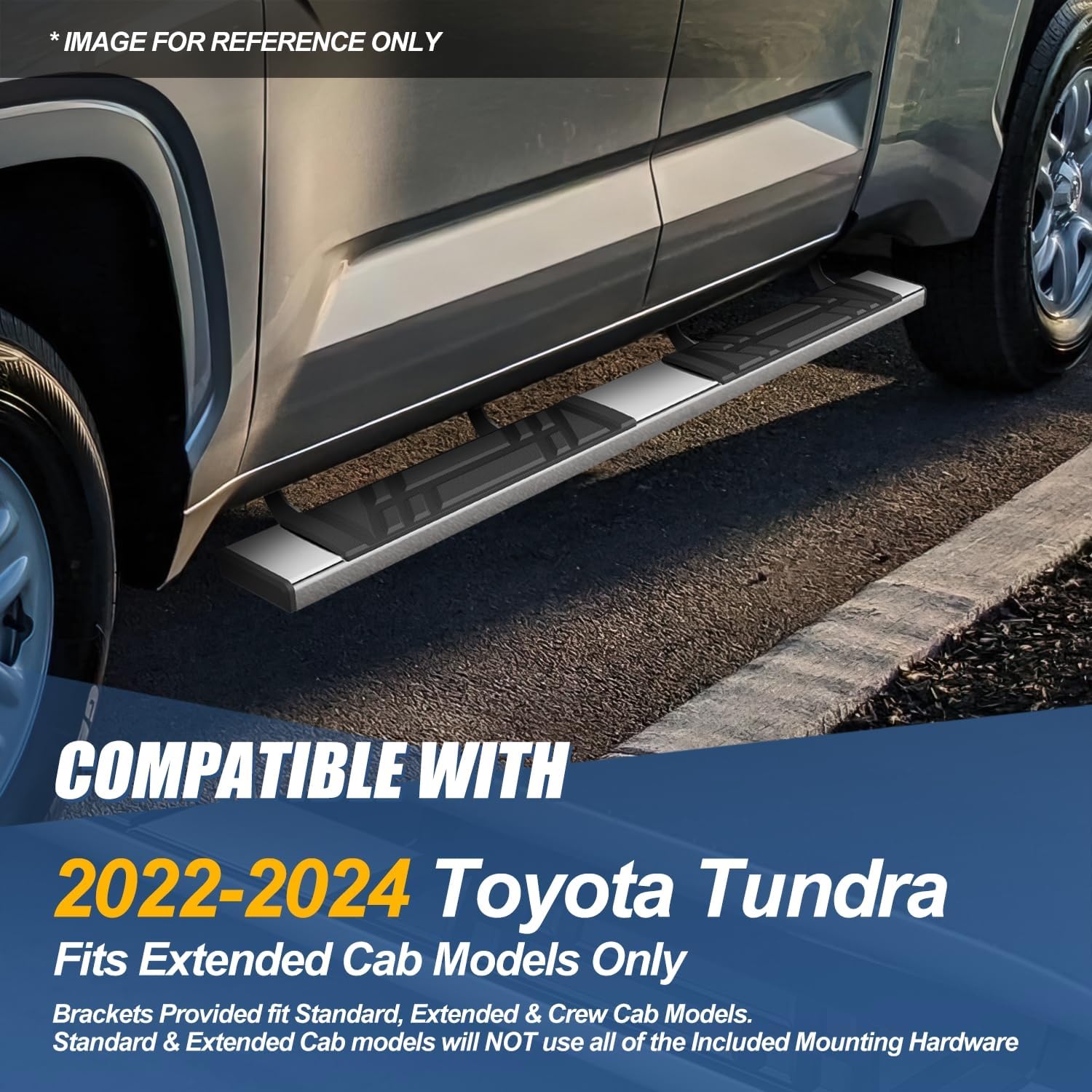 Auto Dynasty Running Boards Compatible with 2022 2023 2024 Toyota Tundra Extended Cab, Stainless Steel Side Step Rail Nerf Bars, 6.5" Step Bars, Polished Chrome