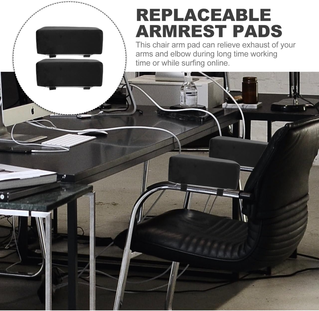 Chair Armrest Cushion Pair Ergonomic Heightening Pad for Office and Gaming Chairs Soft Elbow Support Pads Comfortable Armrest Booster Covers for Desk and Computer Chairs 10.63X4.13X3.94 Inches