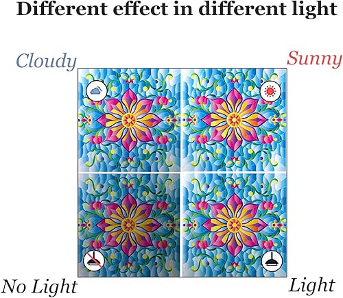 Miniatura 7 de DKTIE Flower Series - Película decorativa para ventana de vidrieras con kit de instalación, película decorativa de privacidad para ventana, bloqueo