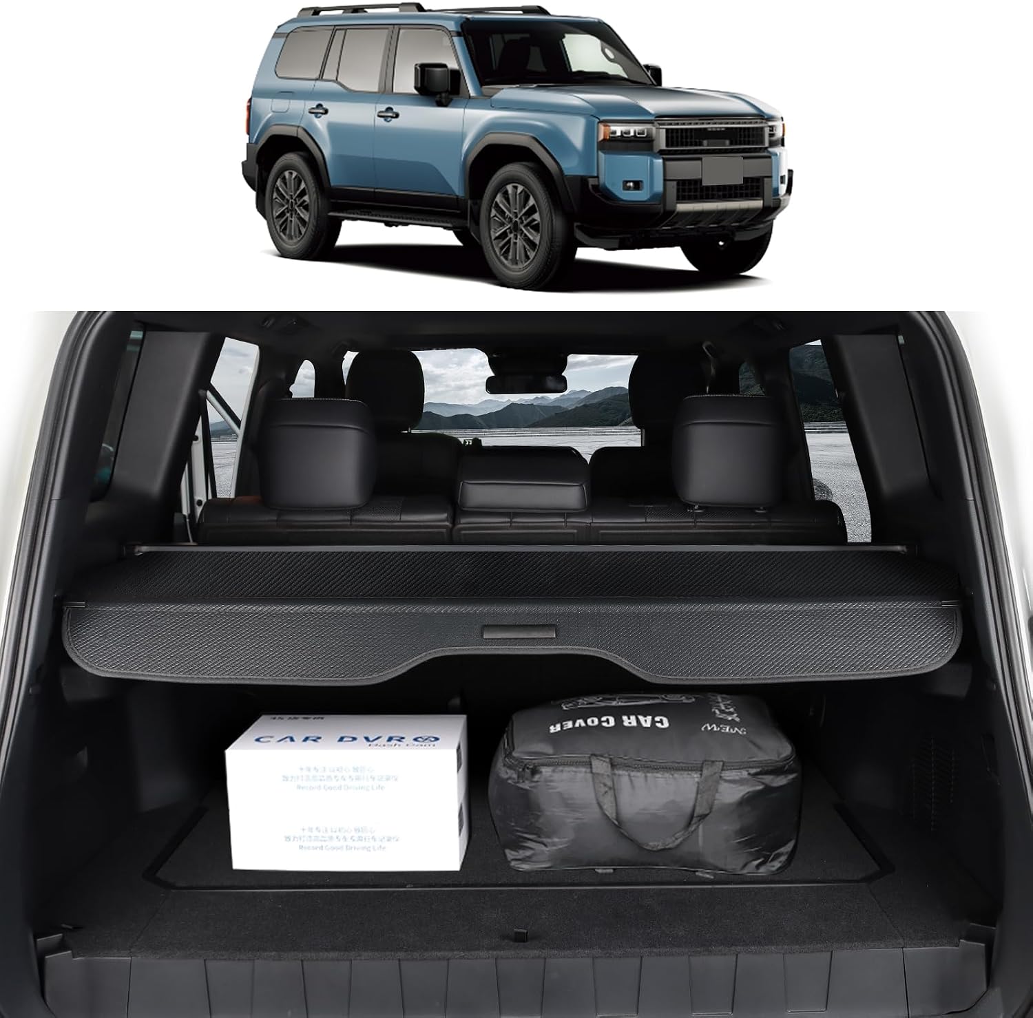 Trunk Privacy Shade for 2024 2025 2026 Toyota Land Cruiser 250 1958 Prado LC250 Rear Trunk Tractable Cover Cargo Security Shield Interior Modification Accessories (Carbon Fiber Pattern)