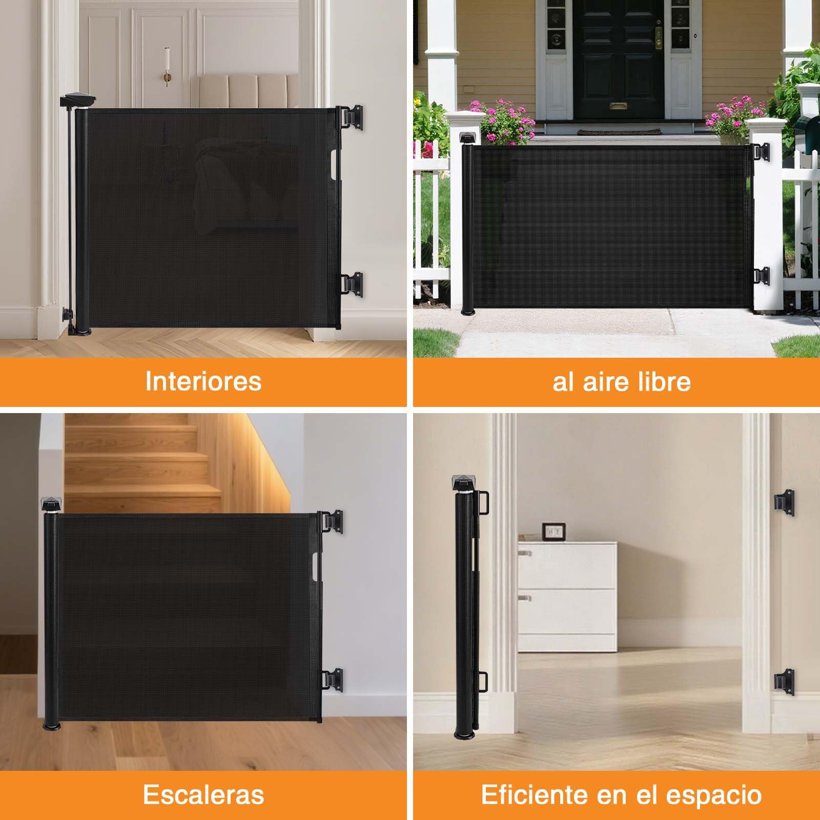 Barandilla de Seguridad retráctil, barandilla de Seguridad Barandilla de Seguridad para niños, Gatos y Perros, 0-150cm Apta para Interiores y Exteriores Barrera Seguridad niños