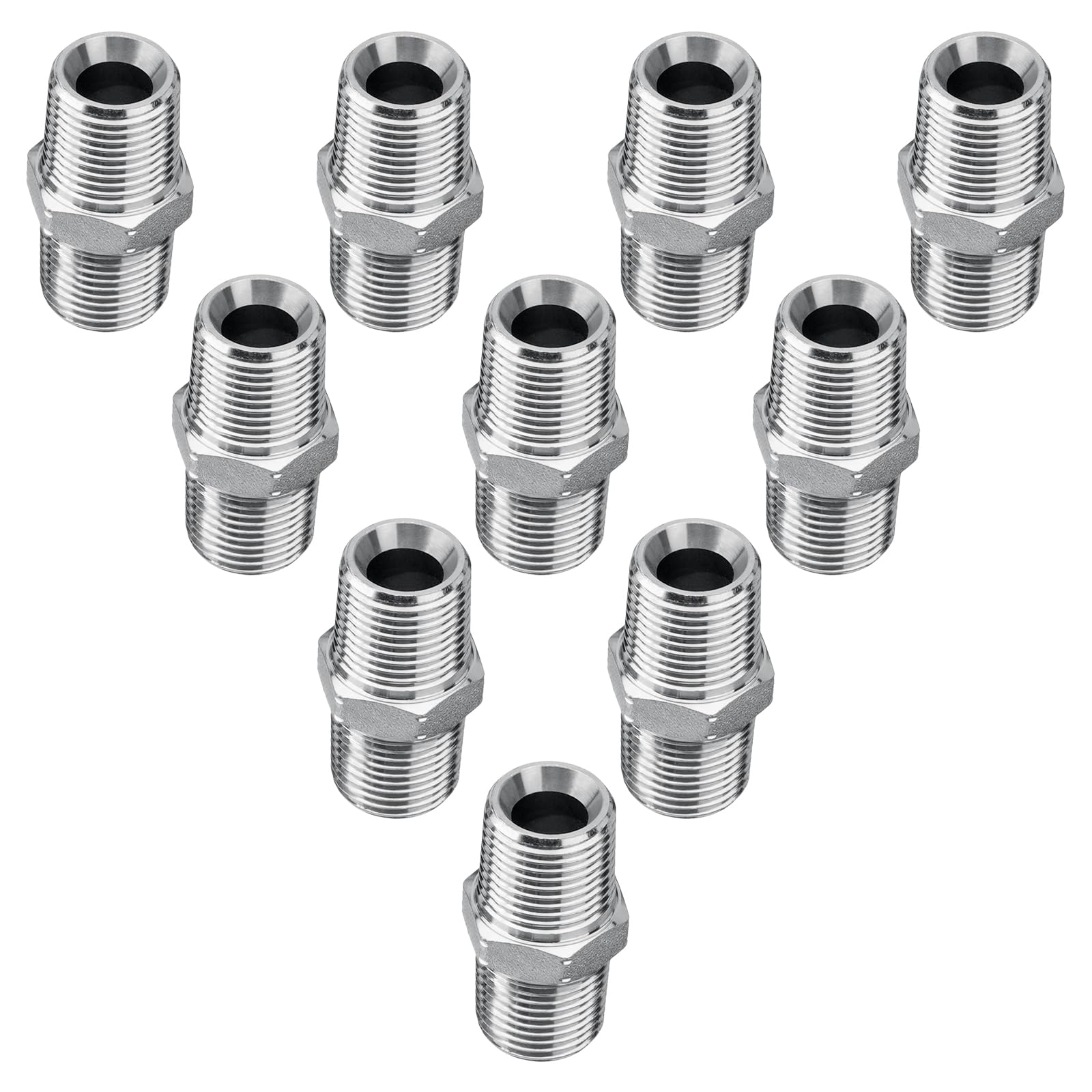 10 Pack Hydraulic Adapter Fitting: 3/8" NPTF Male x 3/8" NPTF Male