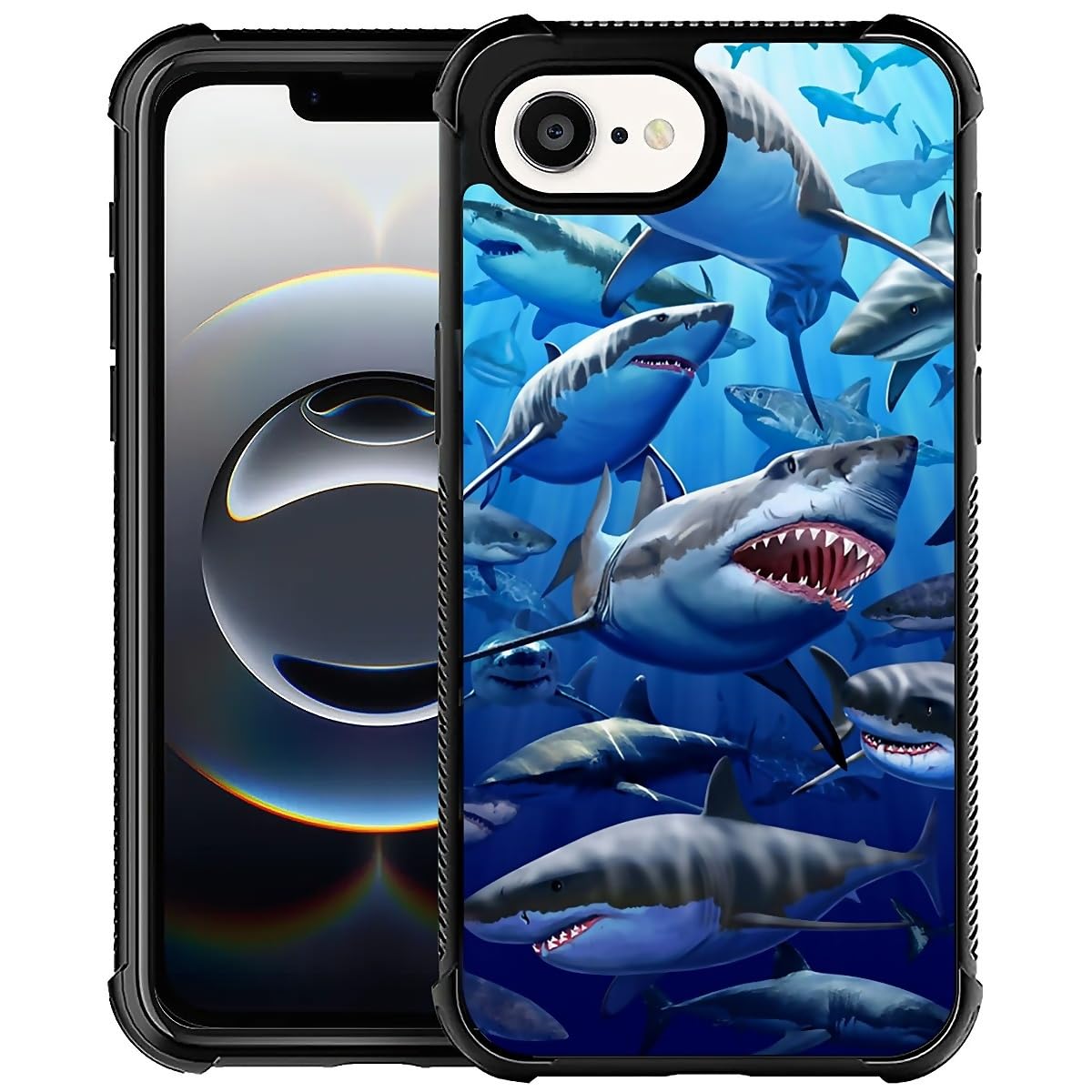 TnXee Compatible with iPhone 16e Case,Shark Clan Phone Cover for Men/Women,Soft TPU Anti-Skid Thread and Four Corner Anti-Collision Protection Case