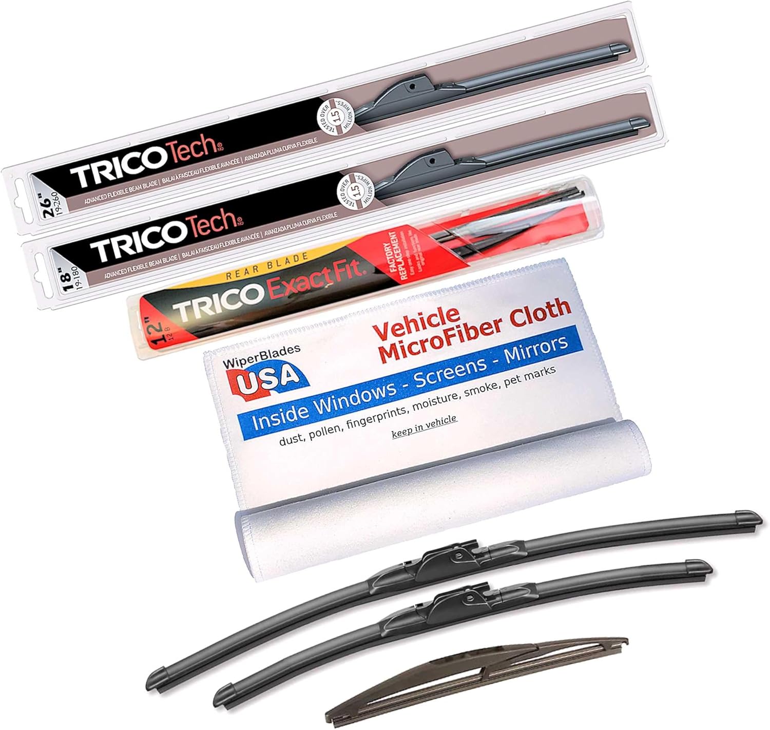 WiperBladesUSA Beam Blade Wipers compatible with Honda HR-V 2023 (Set of 3) w/Rear Wiper Wiper Blades