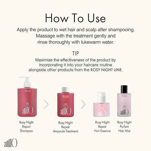 Miniatura 7 de Rosy Night Repair - Tratamiento de ampolla para el cabello, 6.8 fl oz6.76 onzas líquidas, tratamiento diario vegano para el cabello con aceite de