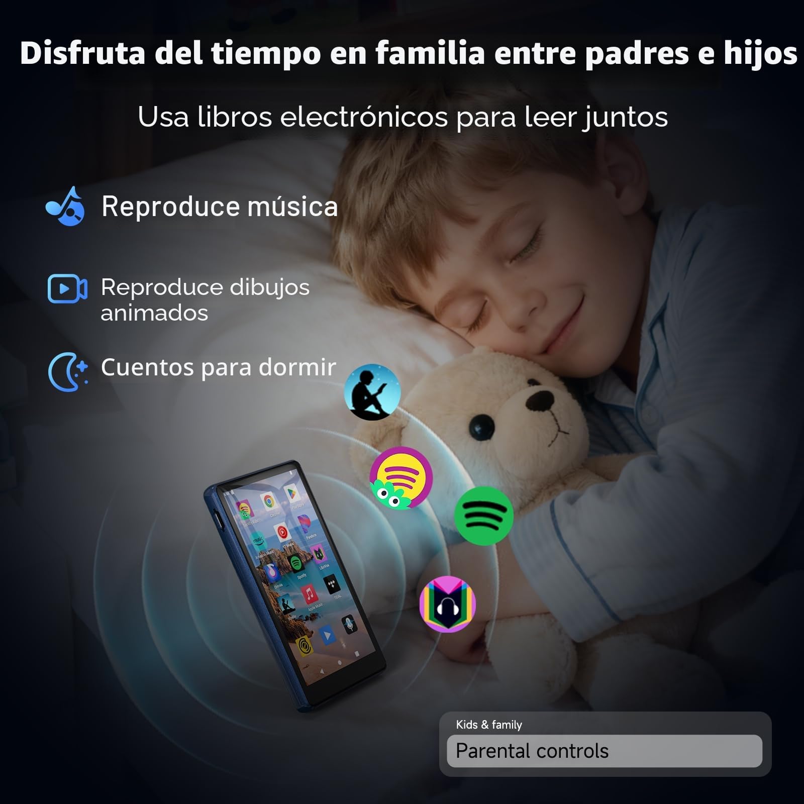 163 GB Reproductor MP3 Spotify con WiFi y Bluetooth, Pantalla táctil de 4,5 Pulgadas, Android 13, Compatible con Audible, Radio FM, Amazon Music, Deezer, Pandora, Play Store