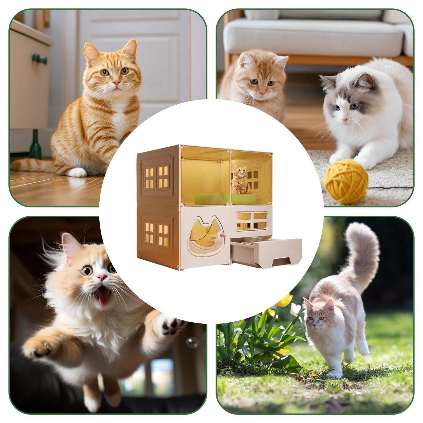 Generico Cuccia di Gatti da Interno Interattivo Chiuso Animali Domestici | Casa di gatti Adatto per Cuccioli di Piccola Media Grande Taglia Giocare Riposare Arrampicarsi Camera da Balcone