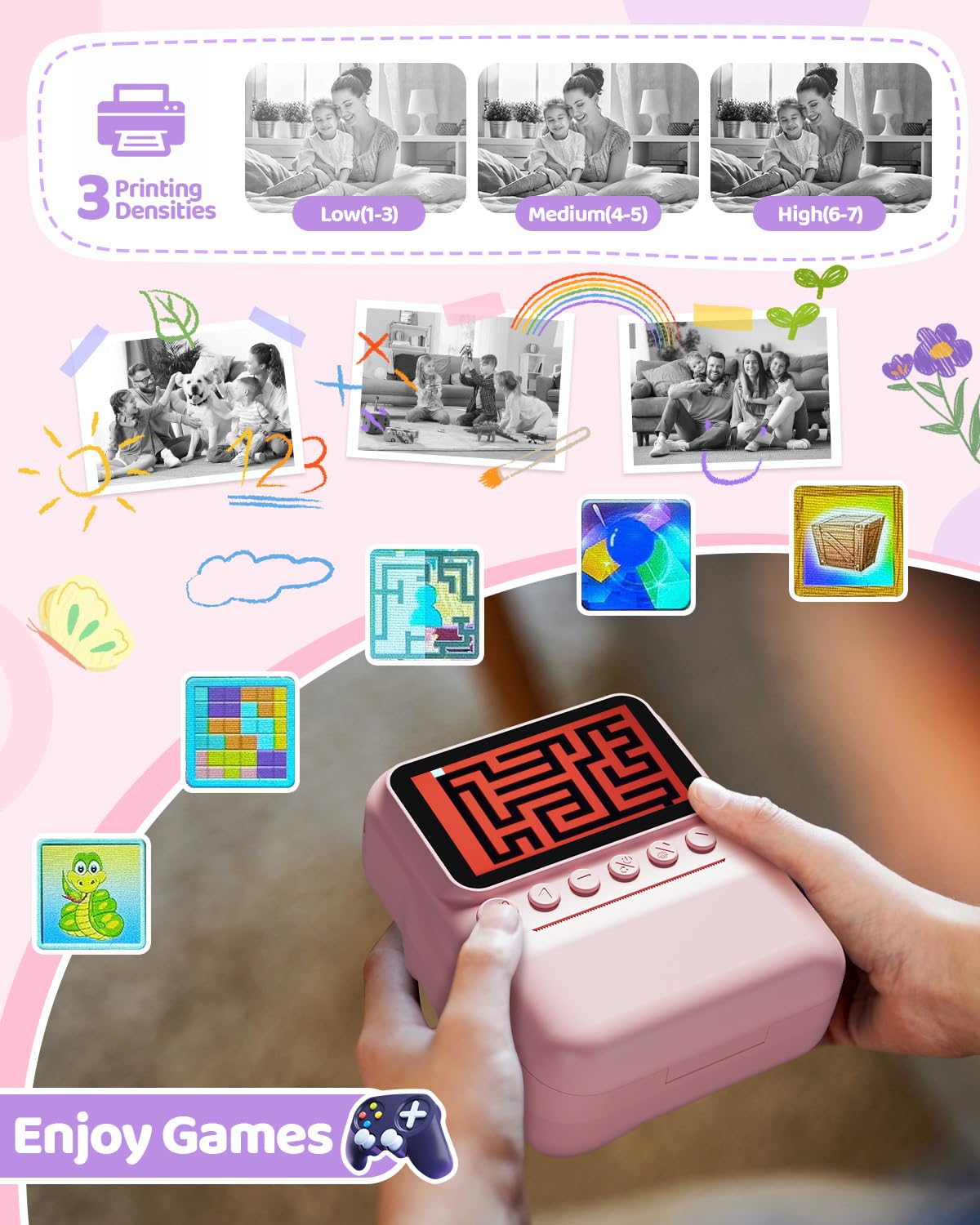 TIATUA Macchina Fotografica Bambini Istantanea, 3.0 Pollici 48MP Fotocamera Digitale Bambini con 32GB Scheda & Papier Photo, Regalo di Natale per Bambini dai 3-12 Anni