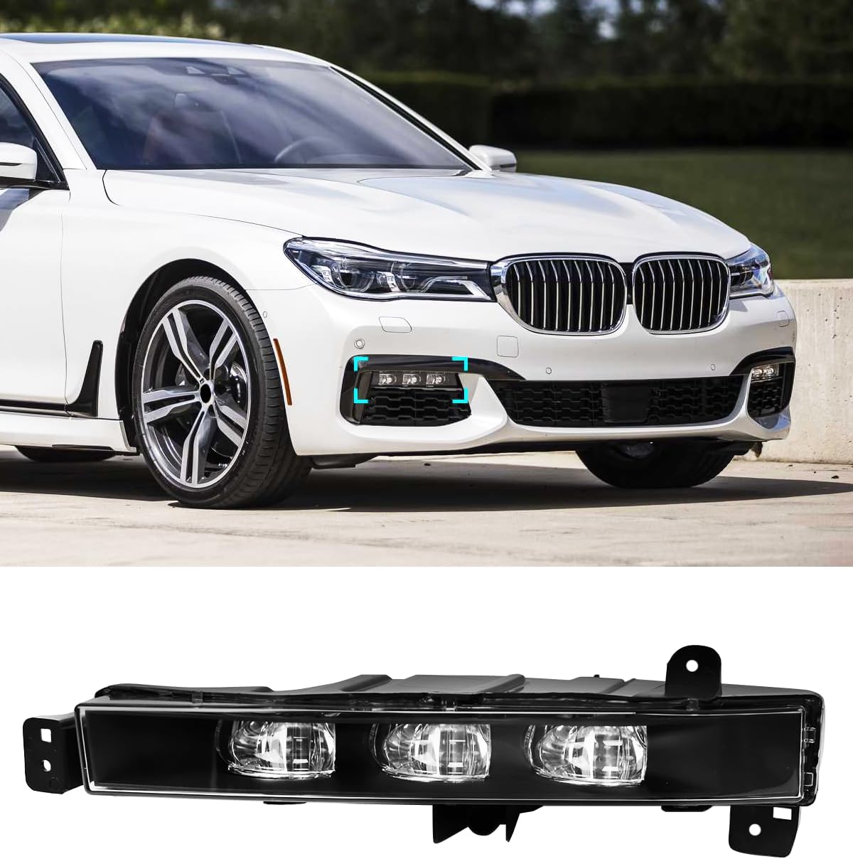 Front Left&Right Bumper LED Fog Light Replacement Compatible With BMW G11 G12 740 750 xDrive M760 xDrive 7Series (2016-2019)Replaces OEM 63177342953 Driver Side Daytime Running Light Assembly