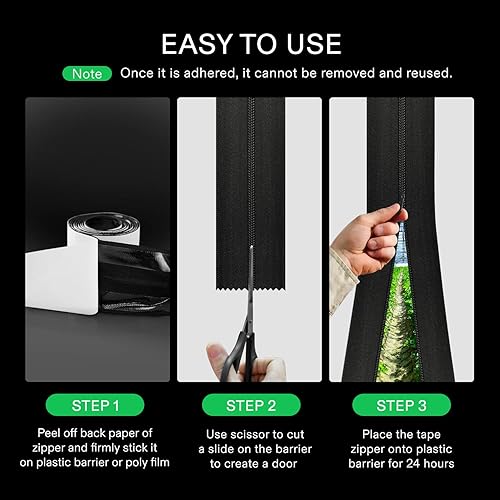 Miniatura 3 de VIVOSUN cierre resistente y adhesivo para barrera contra la polvareda para casa de campaña de 7 pies x 3 pulgadas 2 unidades